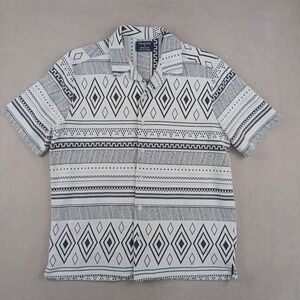 Primark Medium Mens Shirt Camp Hawaiian Chunky Textured‎ 21x26 Geometric